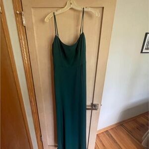 David's Bridal Teal Maxi Dress with Spaghetti Straps